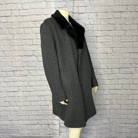 Vintage Whales of New England herringbone & faux fur coat size large - Picture 8 of 13